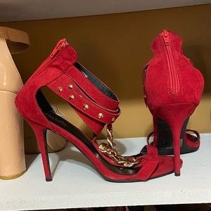 Studded T Strap Chain Stiletto Heels Size 10